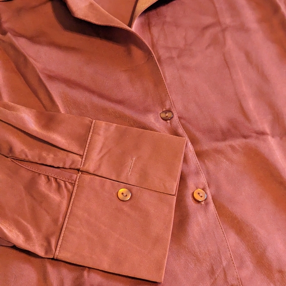 Long Sleeve Burnt Orange Tie Front Blouse - Picture 5 of 7